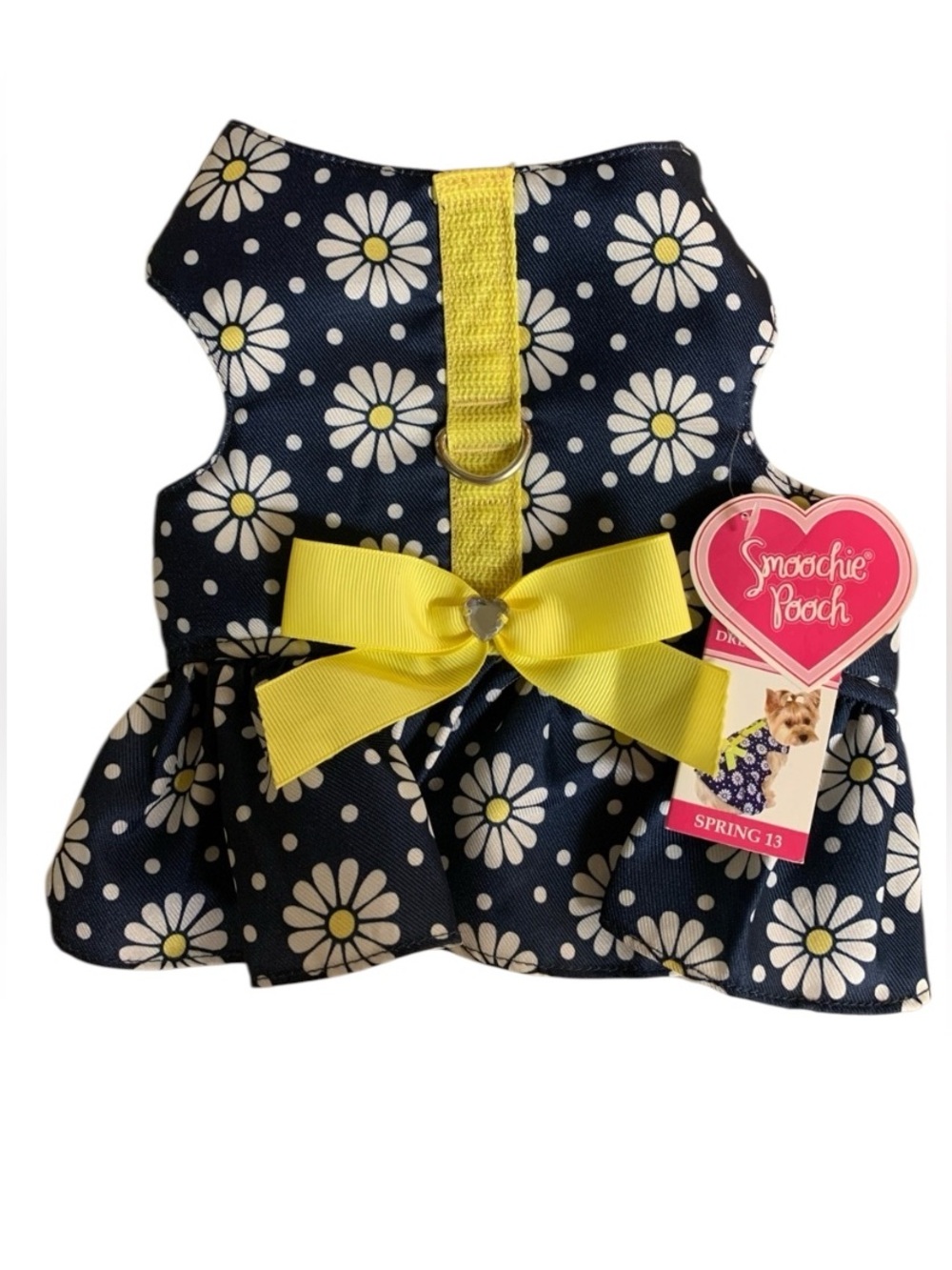 Smoochie Pooch Small Dog Dress Harness Daisy Print New Tags Blue Yellow White